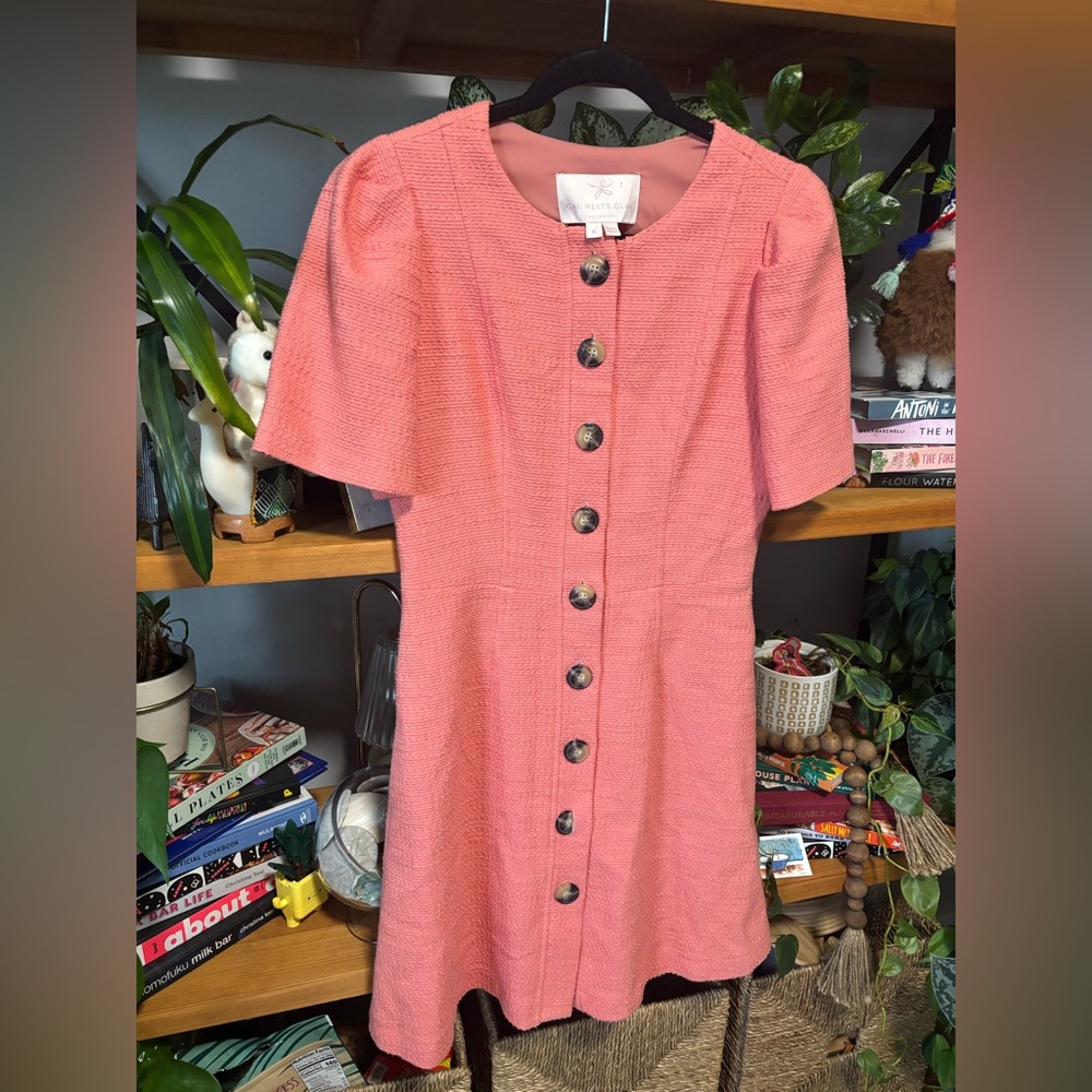 Gal Meets Glam Coral Pink Textured Midi Dress